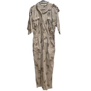 VINTAGE DIANE‎ VON FURSTENBERG TIGER PRINT SAFARI JUMPSUIT Womens Size 10